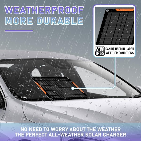 Hoysicy 10W Solar Car Battery Charger Black-4