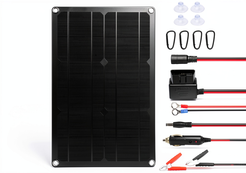 ZEMBSOYA solar charger mounted on a car roof during a sunny day