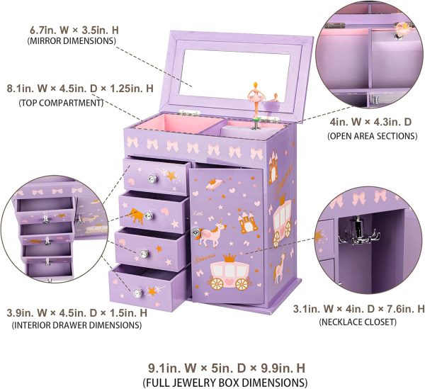Jewelry Box efubaby Purple Modern Girls Storage-3