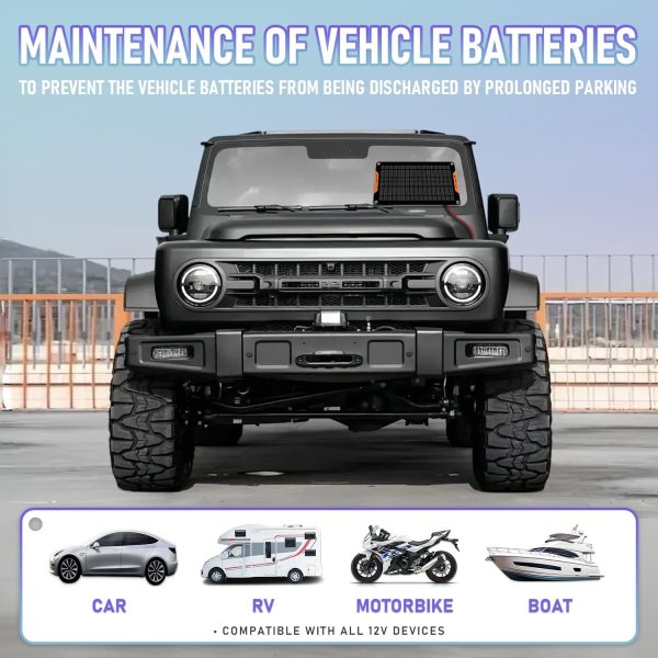 Hoysicy 10W Solar Car Battery Charger Black-7