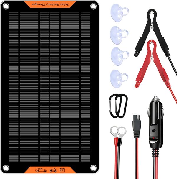 Hoysicy 10W Solar Car Battery Charger Black-0