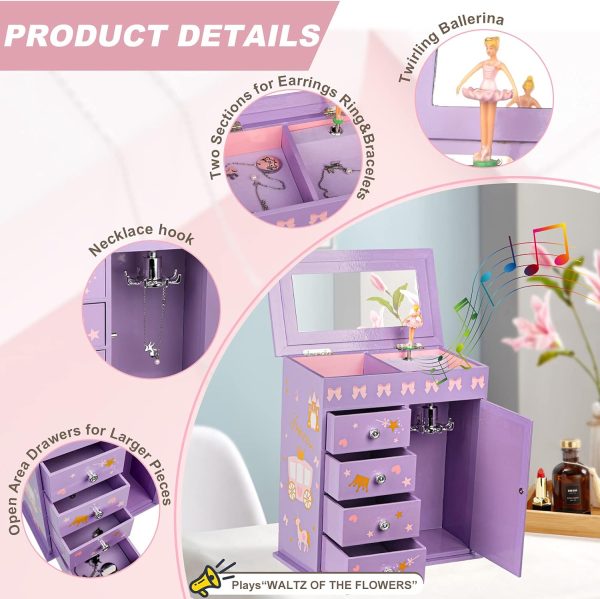 Jewelry Box efubaby Purple Modern Girls Storage-2