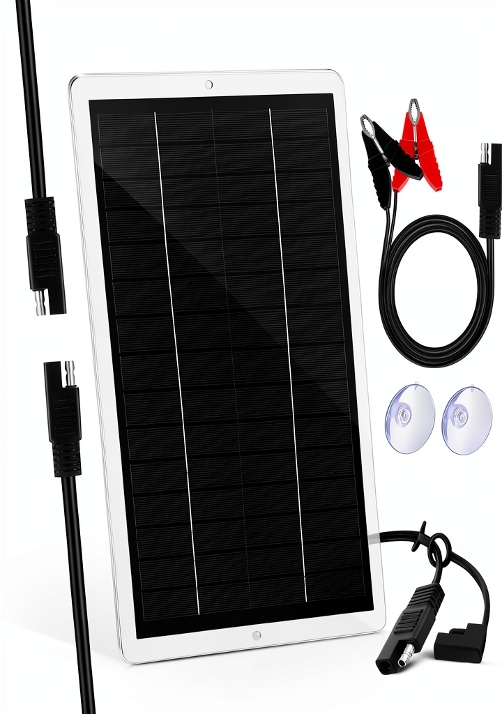 Installing Saillong Solar Battery Charger for 12v Batteries on a wooden desk