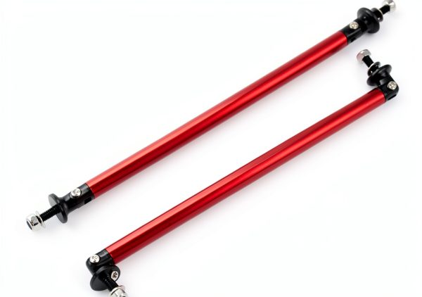Front Bumper Splitter Support Rod X AUTOHAUX Aluminum Adjustable Red-5