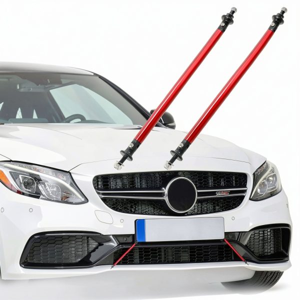 Front Bumper Splitter Support Rod X AUTOHAUX Aluminum Adjustable Red-1