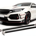 DREAMOTOR Front Bumper Lip Strut Rod Aluminum 8-11 Inch Silver-0