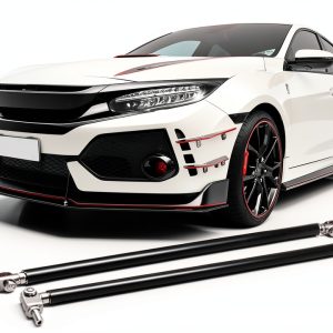 DREAMOTOR Front Bumper Lip Strut Rod Aluminum 8-11 Inch Silver-0