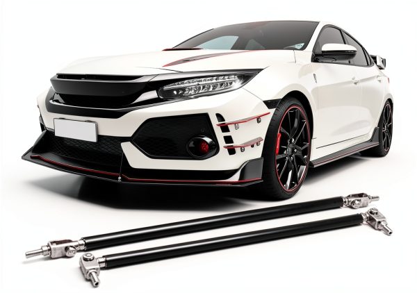 DREAMOTOR Front Bumper Lip Strut Rod Aluminum 8-11 Inch Silver-0