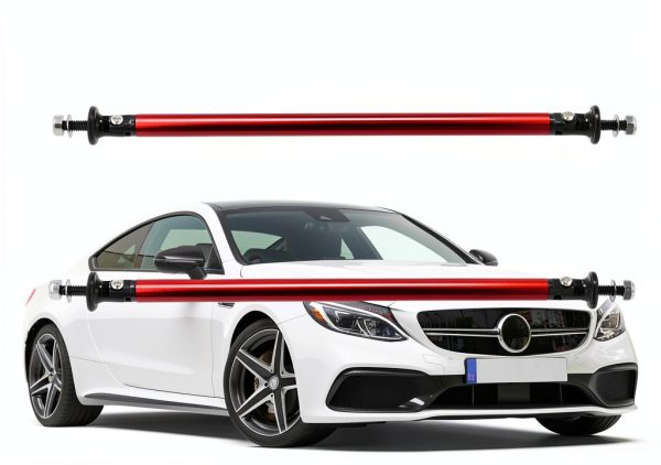 Front Bumper Splitter Support Rod X AUTOHAUX Aluminum Adjustable Red-2
