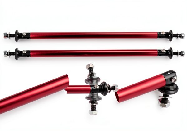 Front Bumper Splitter Support Rod X AUTOHAUX Aluminum Adjustable Red-3