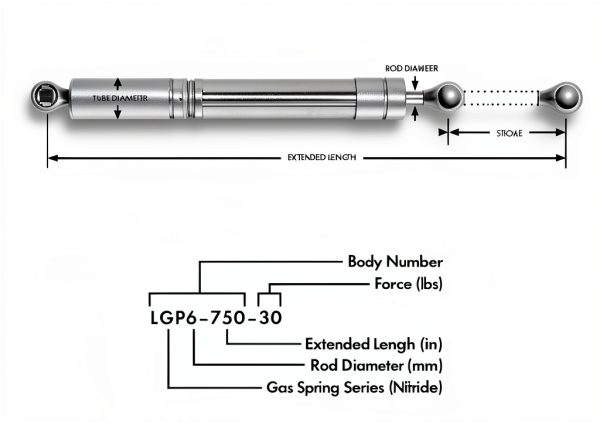 LaVanture Strut Rod LGP6-D-200-20-QQ Heavy Duty Aluminum 20mm-2