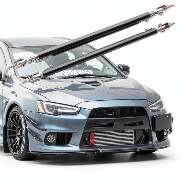 DREAMOTOR Front Bumper Lip Strut Rod Aluminum 8-11 Inch Silver-3